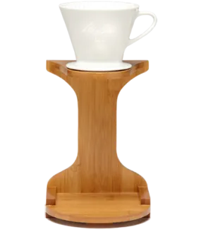 1-Cup Porcelain Pour-Over™ Coffeemaker with Bamboo Brewing Stand