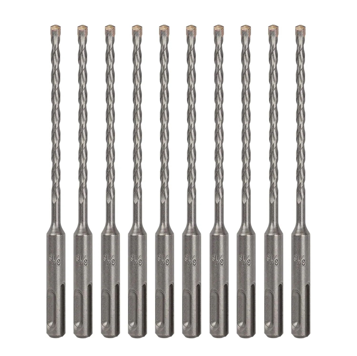 10-Pack SDS Plus 3/16" x 6" Rotary Hammer Drill Bits, Carbide Tipped for Brick, Stone and Concrete