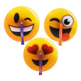 10" Emoticon Folding Paper Fan (Dozen)