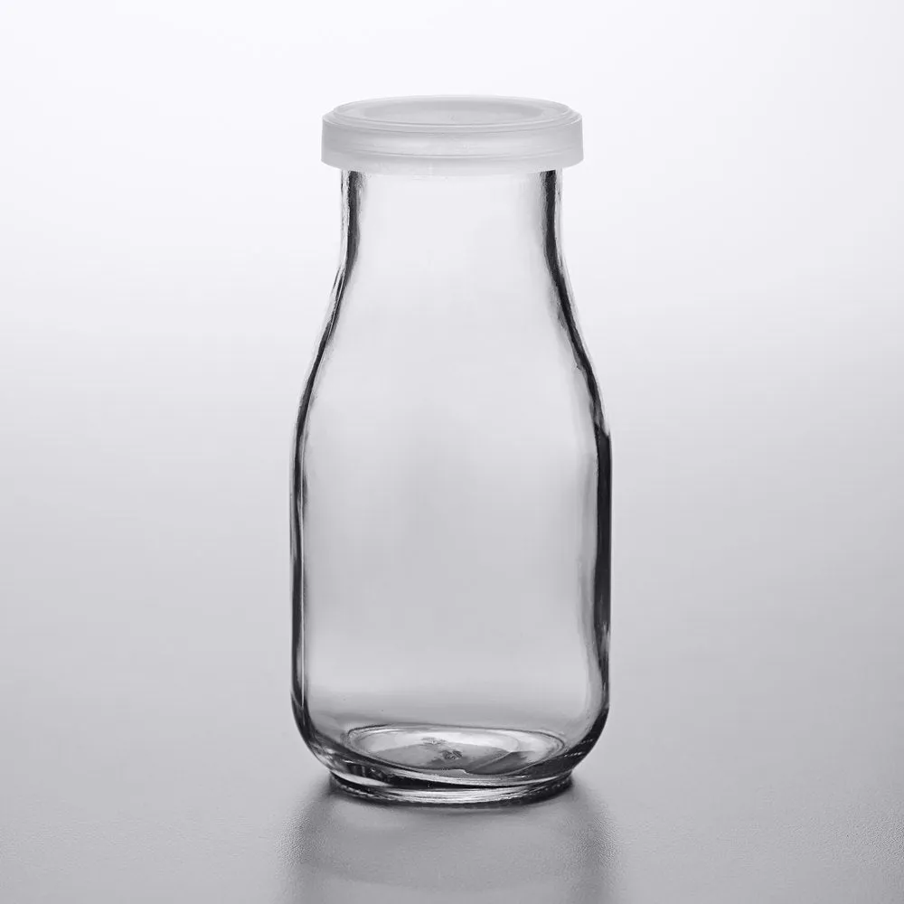 16OZ PLAIN RND MILK BOTTLE W/ PLASTIC SNAP LID (6)