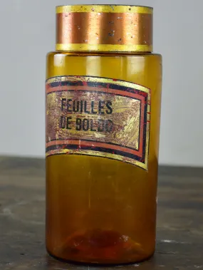 19th Century apothecary jar - Feuilles de Boldo