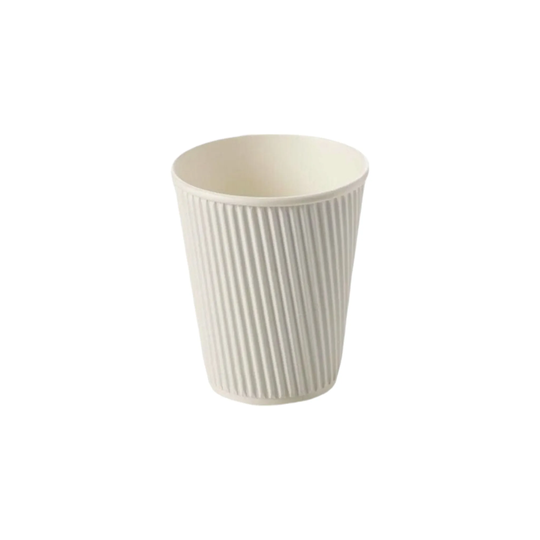 250ml Disposable Ripple Paper Coffee Cups Vertical with Black Sip Lid 5pack