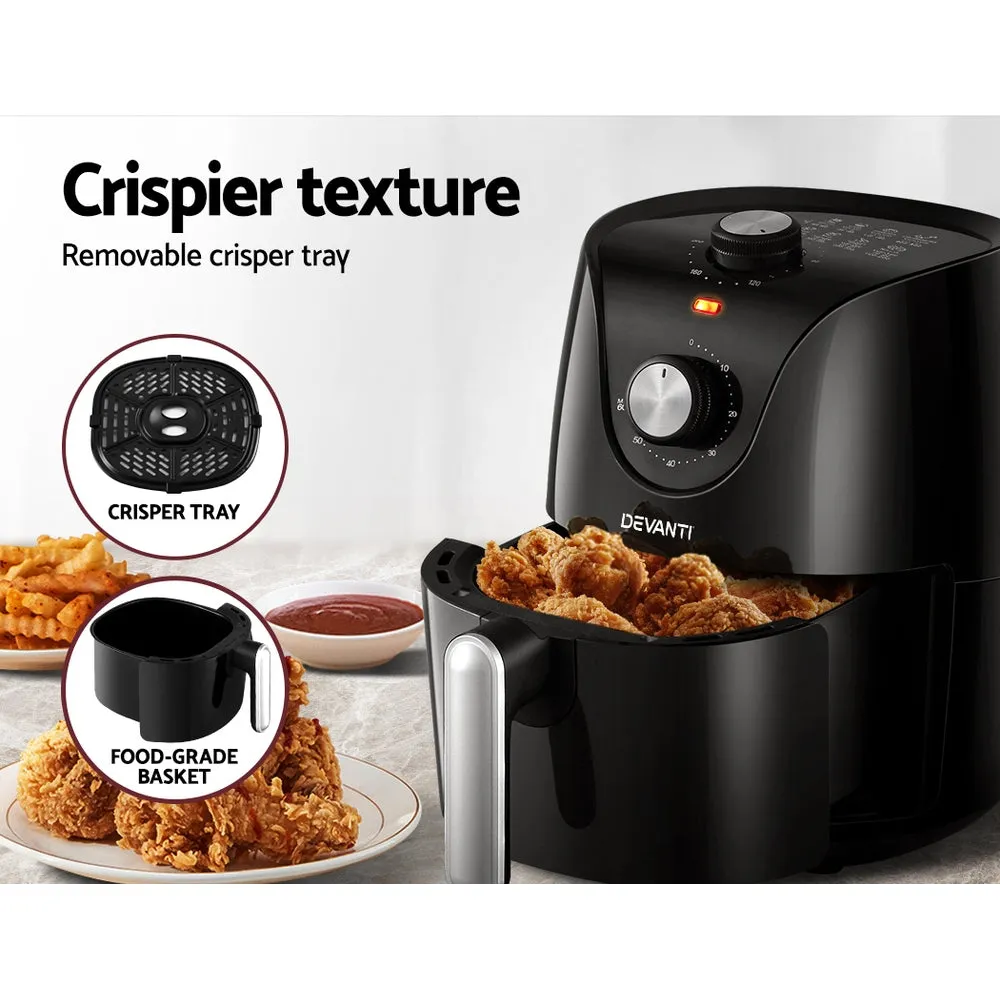 2.5L Non-Stick Air Fryer with Timer & Safety - Devanti