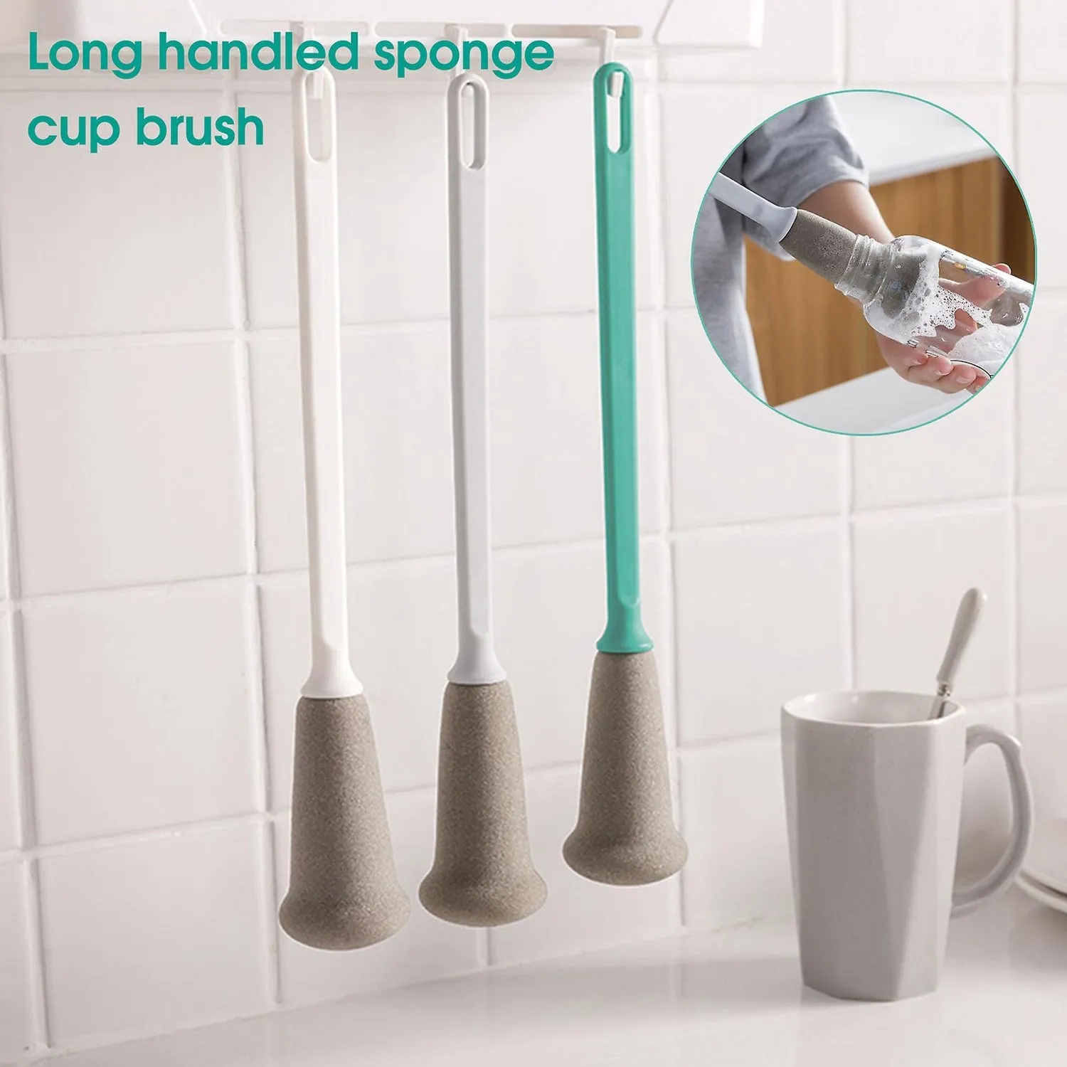 4088 Sponge Bottle Cleaning Brush For Baby Bottle, Wine Glass Cleaning Brush, Vase and Glassware Bottle Cleaner Brush