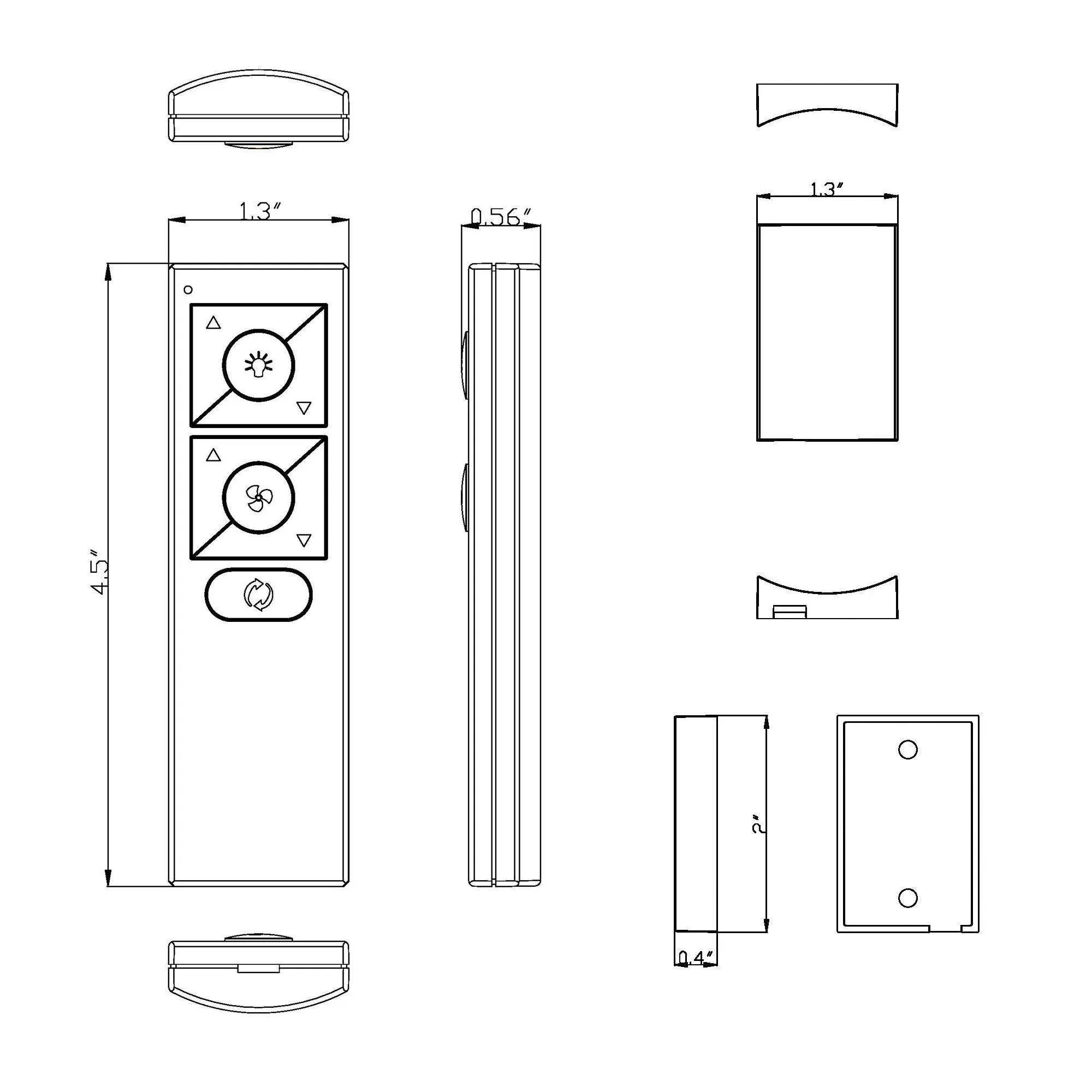 6-Speed Ceiling Fan Wireless RF Remote Control with Wall Cradle