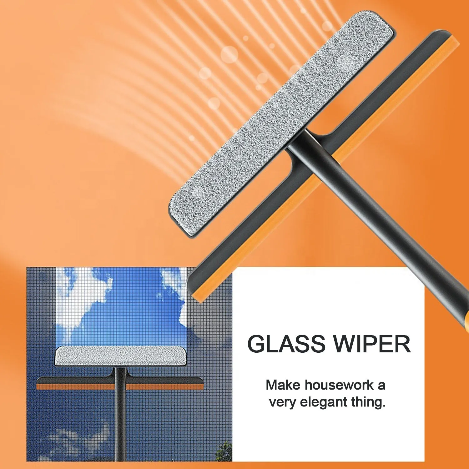 6087 3 in 1 Glass Wiper used in all kinds of household and official places for cleaning and wiping of floors, glasses and dust etc.