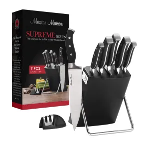 7-Piece Black Kitchen Knife Set With Knife Block & Dual Knife