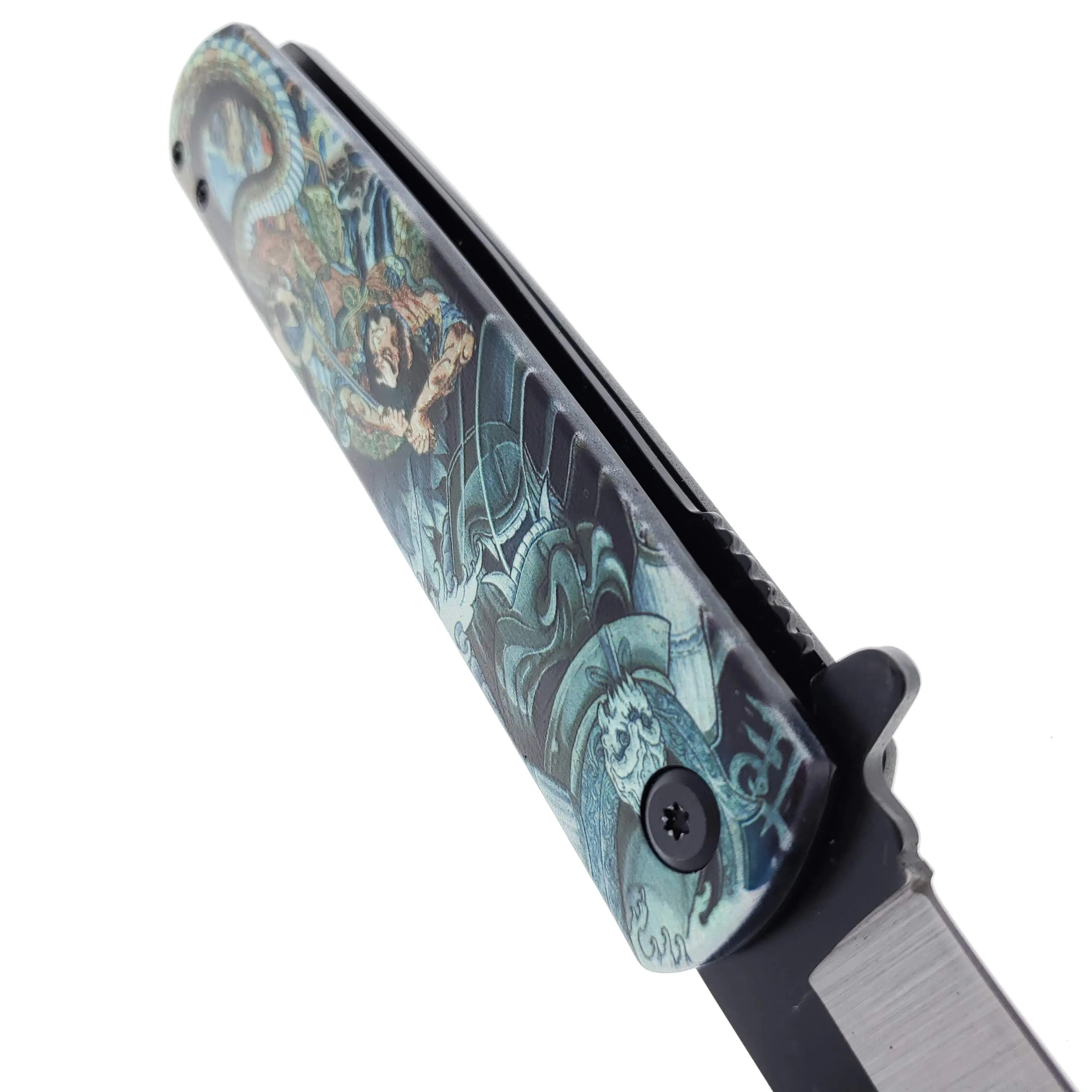 8.5" Tanto Blade Spring Assisted Pocket Knife Water Samurai Design