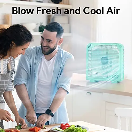 9 Inch Small Box Fan with Two Speed Settings, Strong Airflow Energy Efficient Window Fan with Compact Design, Air Circulation Portable Kitchen Exhaust Fan for Bathroom, Bedroom and Tabletop Fan