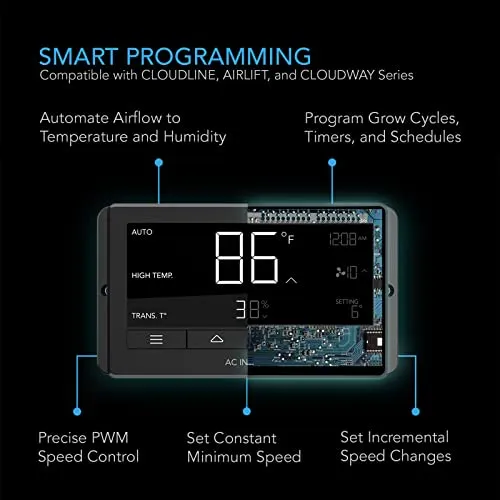 AC Infinity Controller 67, Smart Bluetooth Fan Controller with Temperature, Humidity, Schedules, Grow Cycles, Dynamic Speed Programming for CLOUDLINE Airlift Fans Cooling and Ventilation