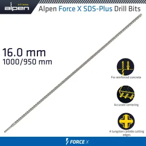 ALPEN FORCE X 16.0 x 1000/950 SDS-PLUS DRILL BIT X4 CUTTING EDGES ALP915016