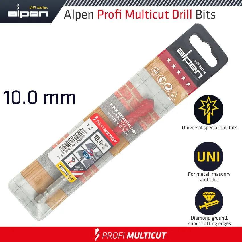 ALPEN PROFI MULTICUT DRILL BIT 10MM HEX SHANK ALP27210