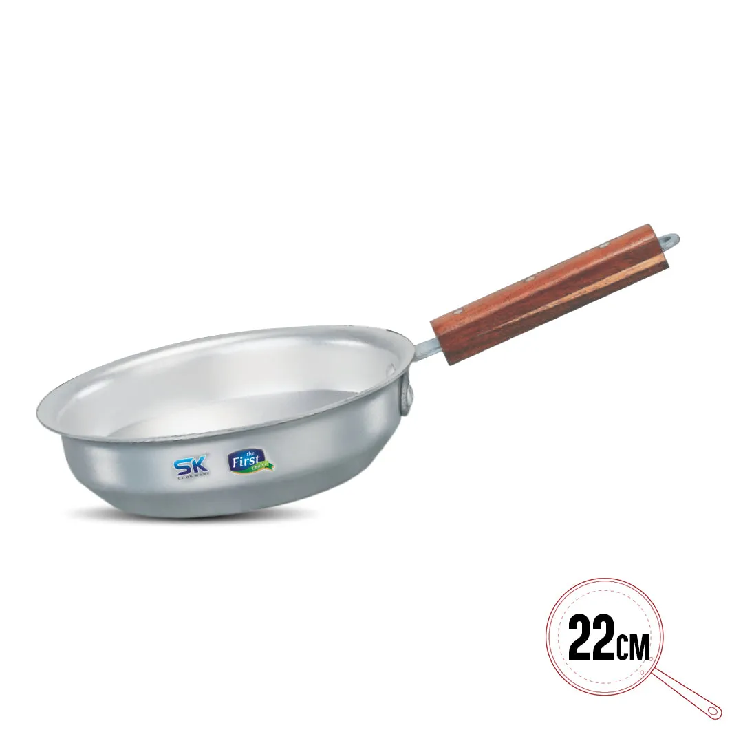 Aluminum Anodize Fry Pan Smooth Wooden Handle