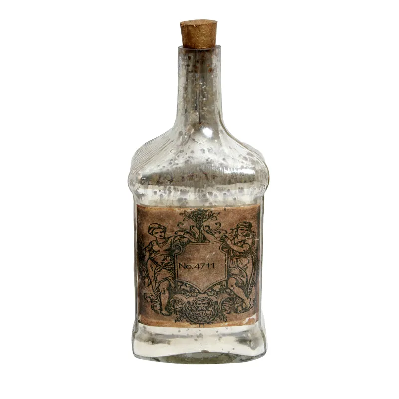 Antique Glass Legacy Square Decorative Bottle | 4 x 4 x 9 inches