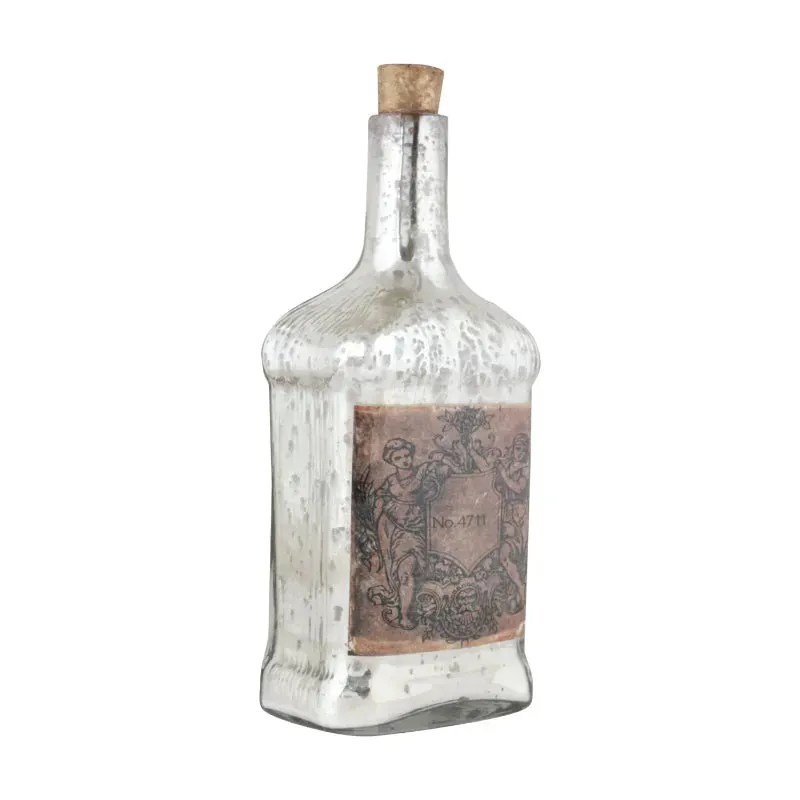 Antique Glass Legacy Square Decorative Bottle | 4 x 4 x 9 inches