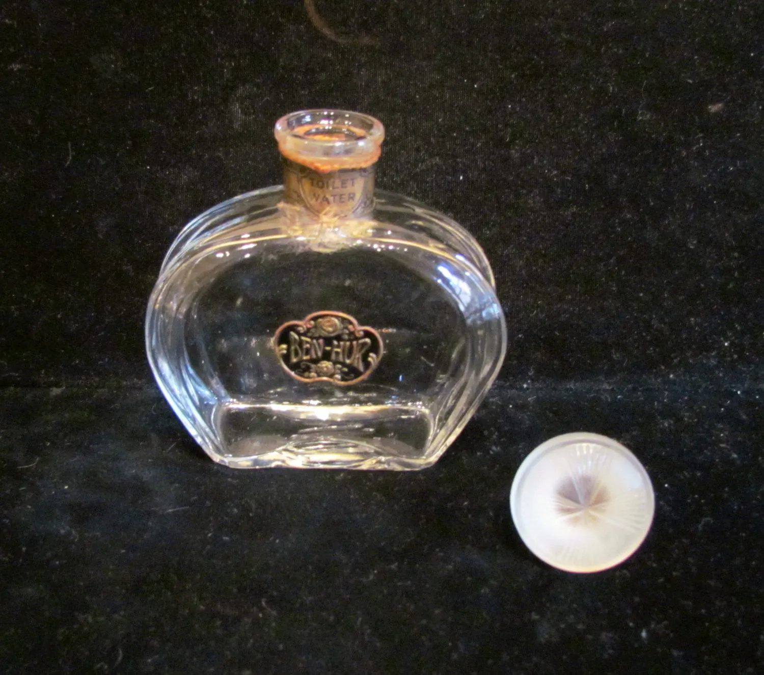 Antique Perfume Bottle 1900's Ben Hur Perfume Toilet Water Bottle Jergens Glass Bottle Hand Blown Glass RARE SALE