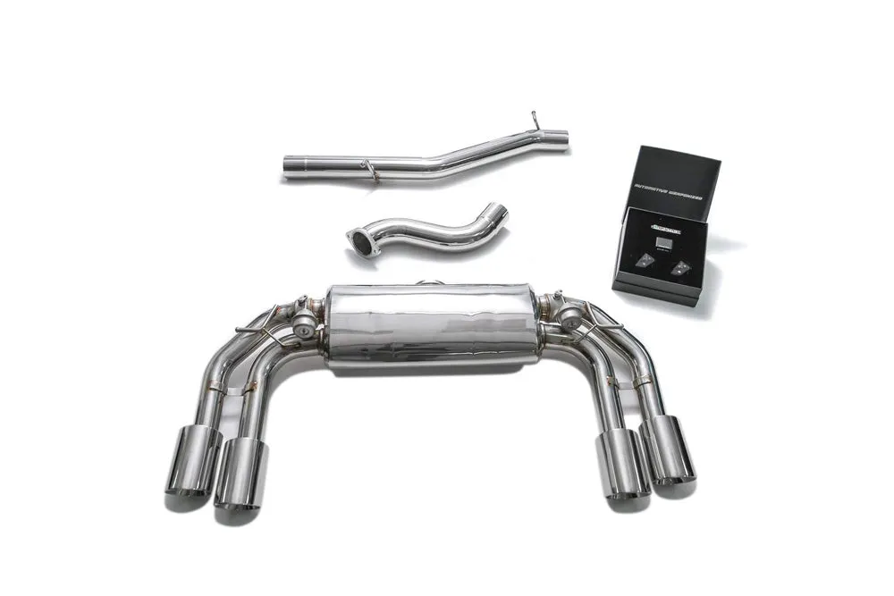 ARMYTRIX Stainless Steel Valvetronic Catback Exhaust System Quad Chrome Silver Tips Volkswagen Golf R MK7.5 2016-2019