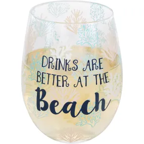 At the Beach 18 oz Stemless Wine Glass