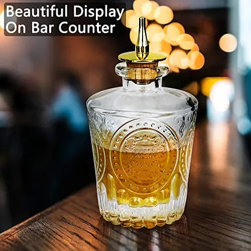 Bitters Bottle 4pcs Glass Dash Bottle Set for Cocktail with Zinc Alloy Dasher Top, Decorative Bottle， for Cocktail and Display (4pcs)