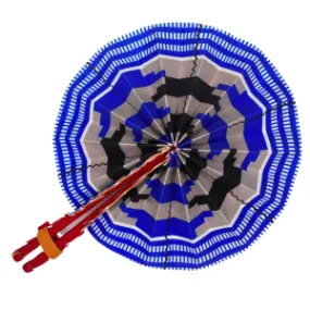 Blue, Black And White African Print Fan - FAN64