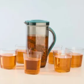 Bondr Jug With Glass Set of 6 - Green BPA-Free Drinkware for Home & Restaurants