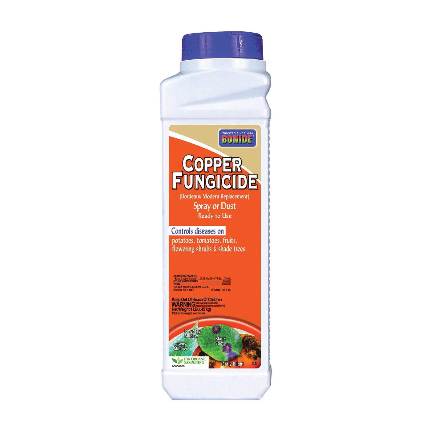 Bonide 771 Copper Fungicide Spray or Dust, Solid, Blue/Green, 1 lb Bottle