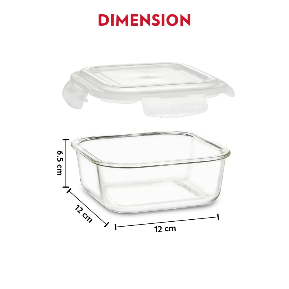 Borosil Borosilicate Glass Klip N Store Air Tight & Leak-Proof Containers 4 x 320 ml