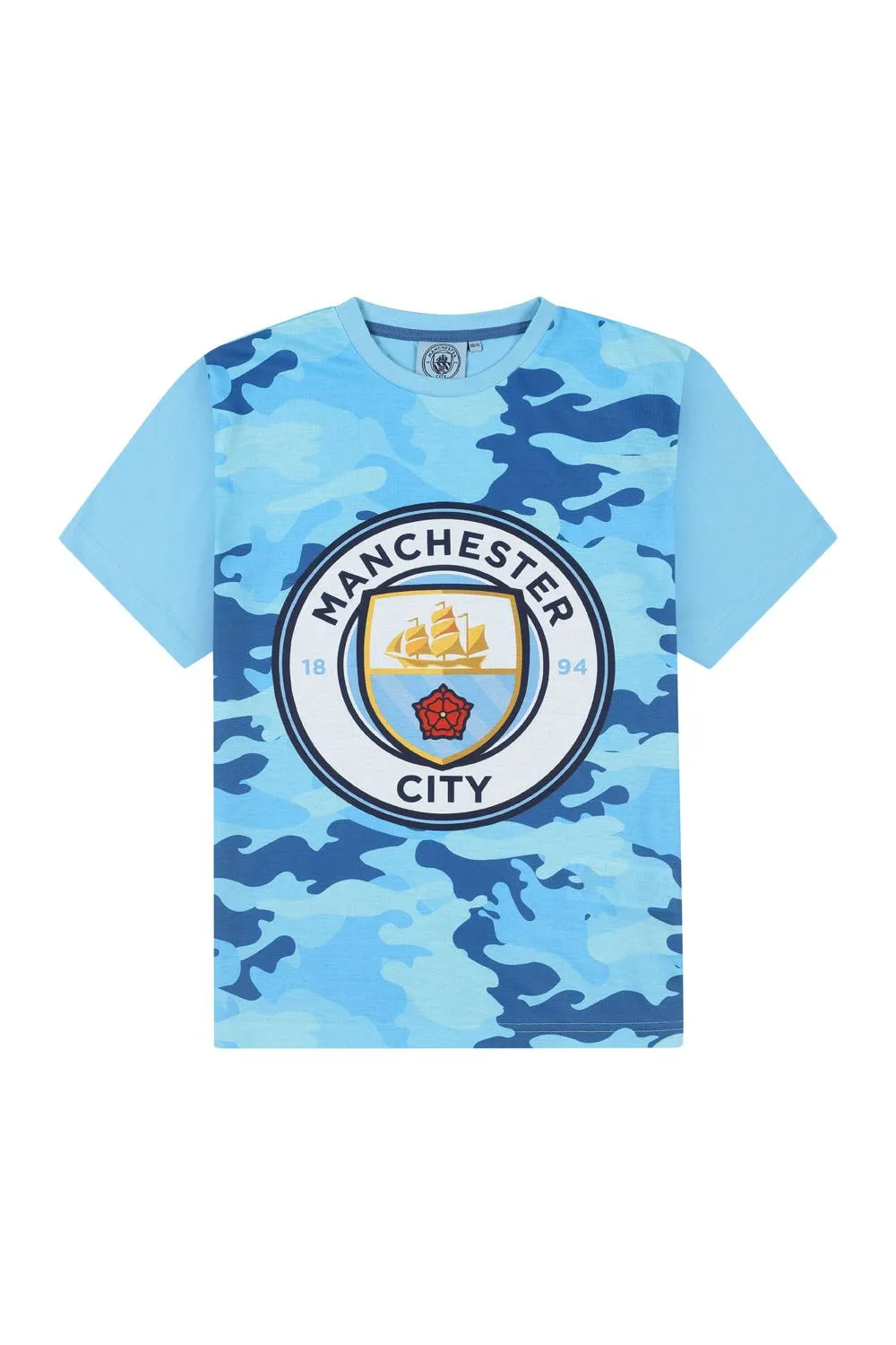 Boys Manchester City Blue Camouflage Short Pyjamas