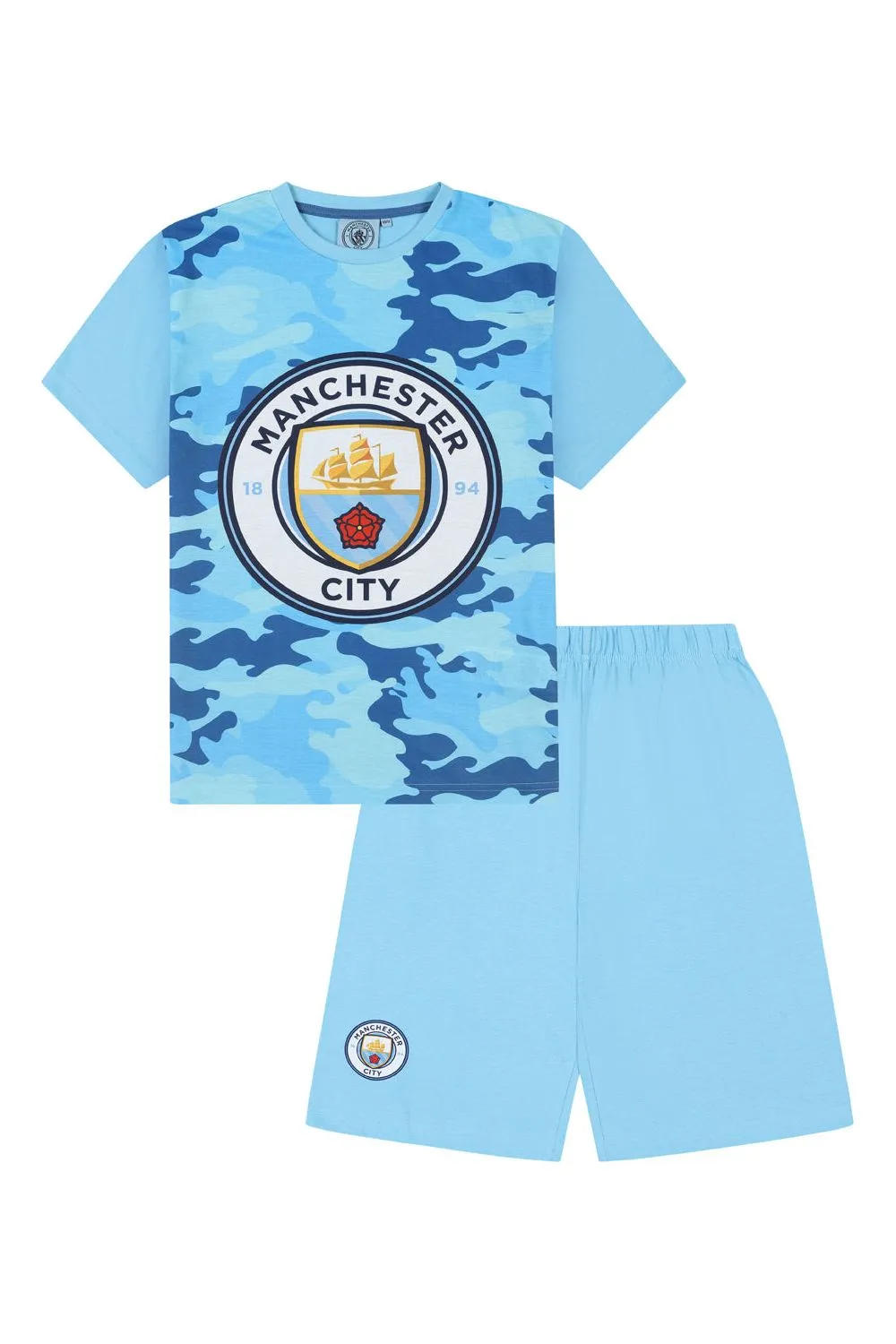 Boys Manchester City Blue Camouflage Short Pyjamas