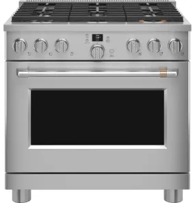 Café Stainless Steel 36" Commercial-Style 6-Burner Dual-Fuel Smart Range (5.75 Cu.Ft) - C2Y366P2TS1