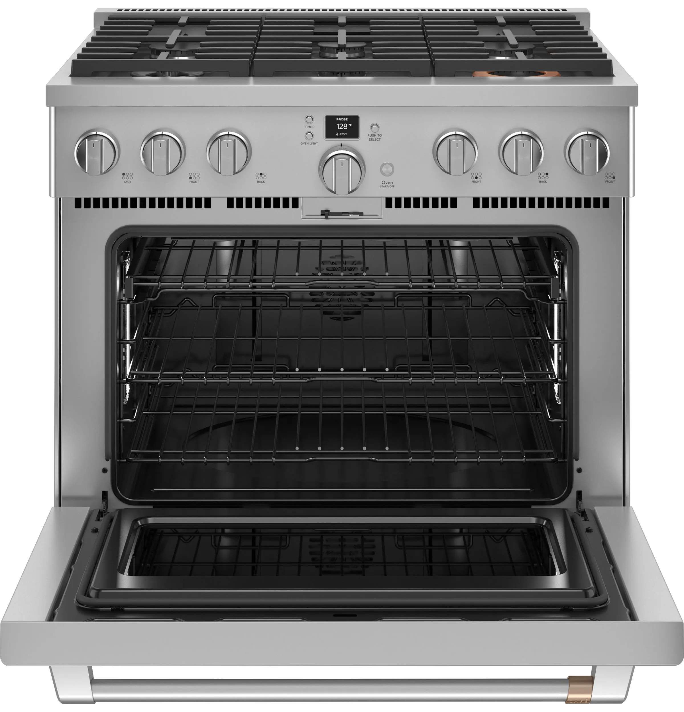 Café Stainless Steel 36" Commercial-Style 6-Burner Dual-Fuel Smart Range (5.75 Cu.Ft) - C2Y366P2TS1