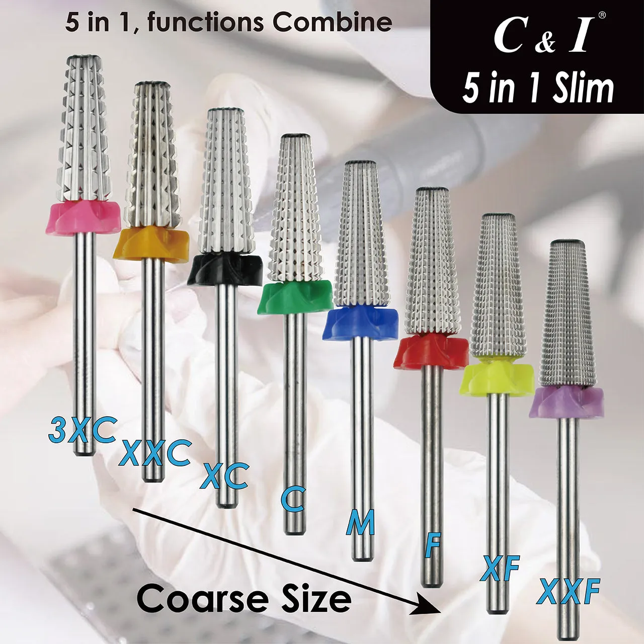 C&I Nail Drill 5 in 1 Multifunction Slim Version E File for Electric Nail Drill Machine Nail Techs' Professional Nail Tool