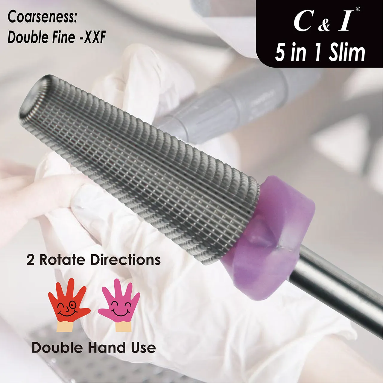 C&I Nail Drill 5 in 1 Multifunction Slim Version E File for Electric Nail Drill Machine Nail Techs' Professional Nail Tool