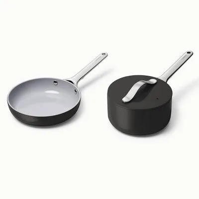 Caraway Home 2pc Nonstick Ceramic Mini Fry Pan and Mini Sauce Pan Set Charcoal