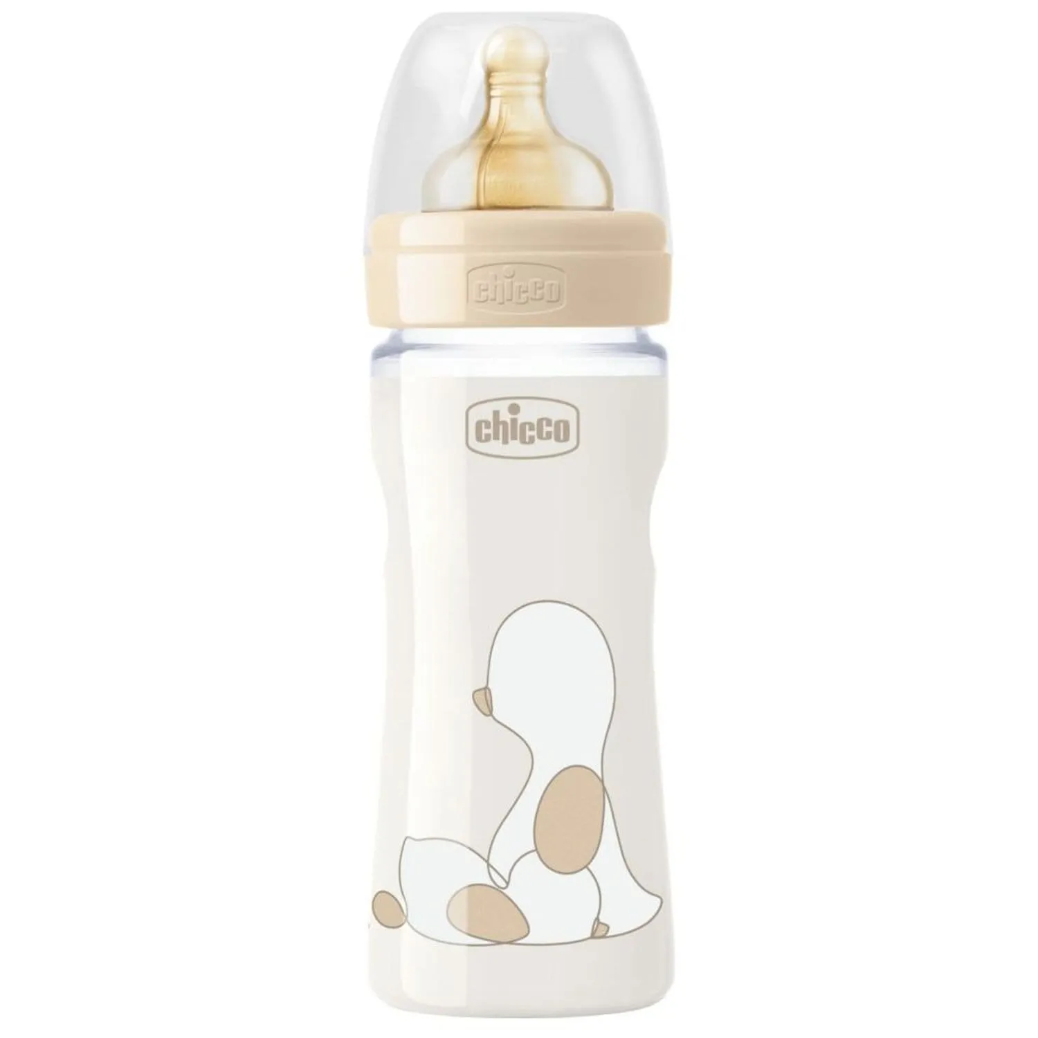 CHICCO ORIGINAL TOUCH FEEDING BOTTLE 250ML ADJUSTABLE FLOW 2M  LATEX NEUTRAL