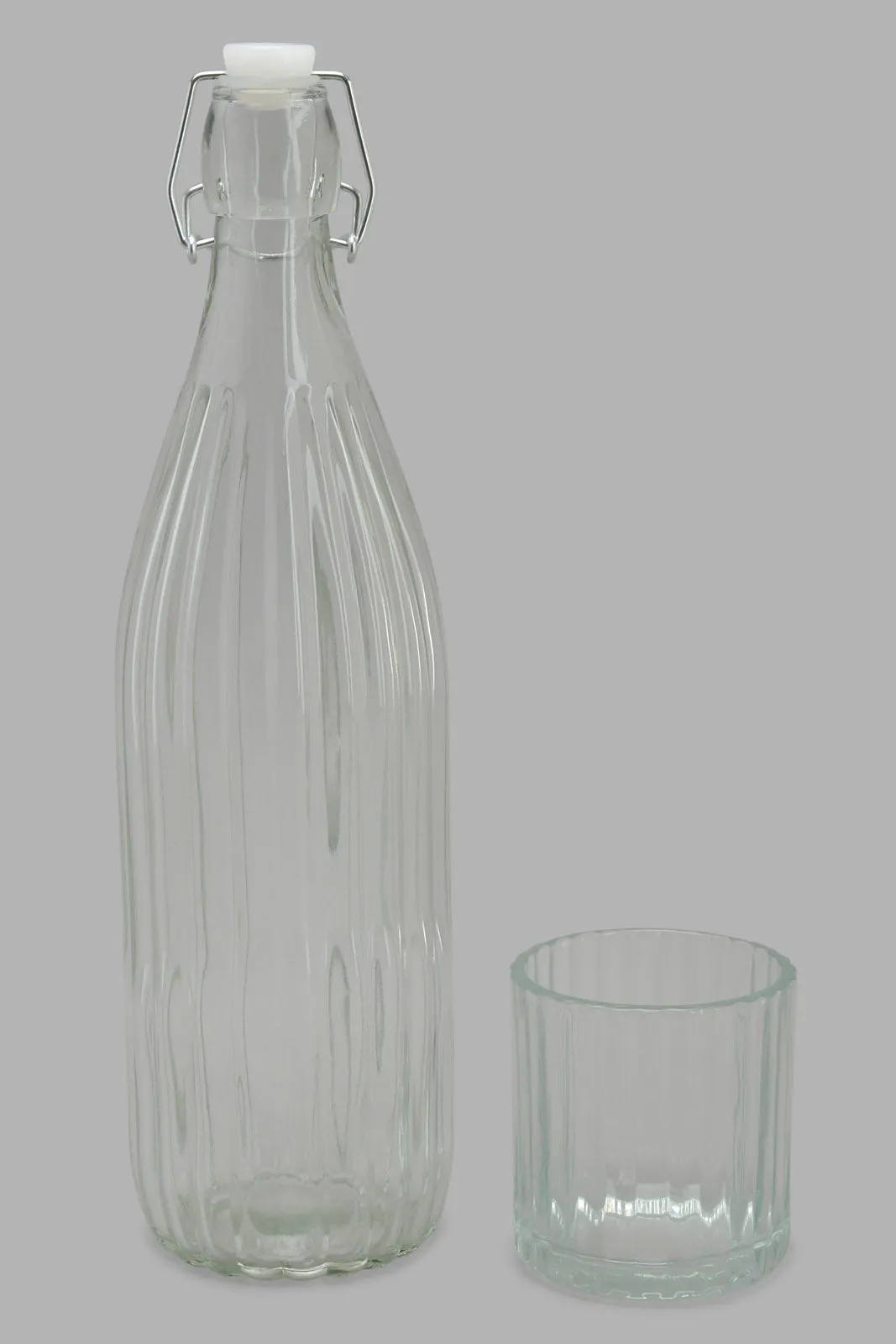 Clear Glass Drink Set With Metal Stand (6 Piece)