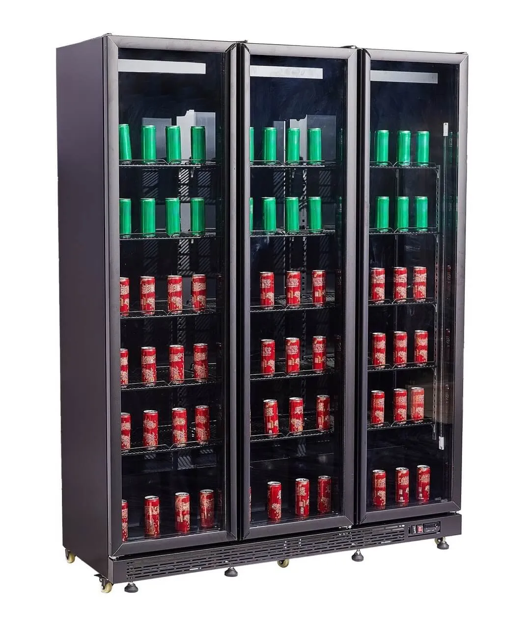 Combisteel Triple Hinged Glass Door Display Fridge Merchandiser 1200Ltr Heated Doors - 7455.1925