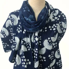 Cotton double gauze scarf in fan design