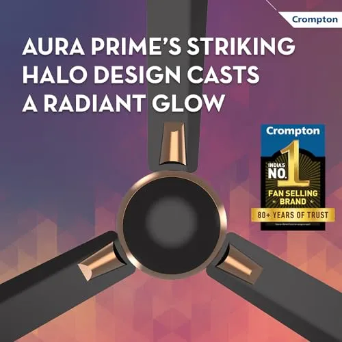 Crompton PREMION AURA PRIME ANTIDUST 1200 mm (48 inch) Ceiling Fan (Onyx) Star rated energy efficient fans