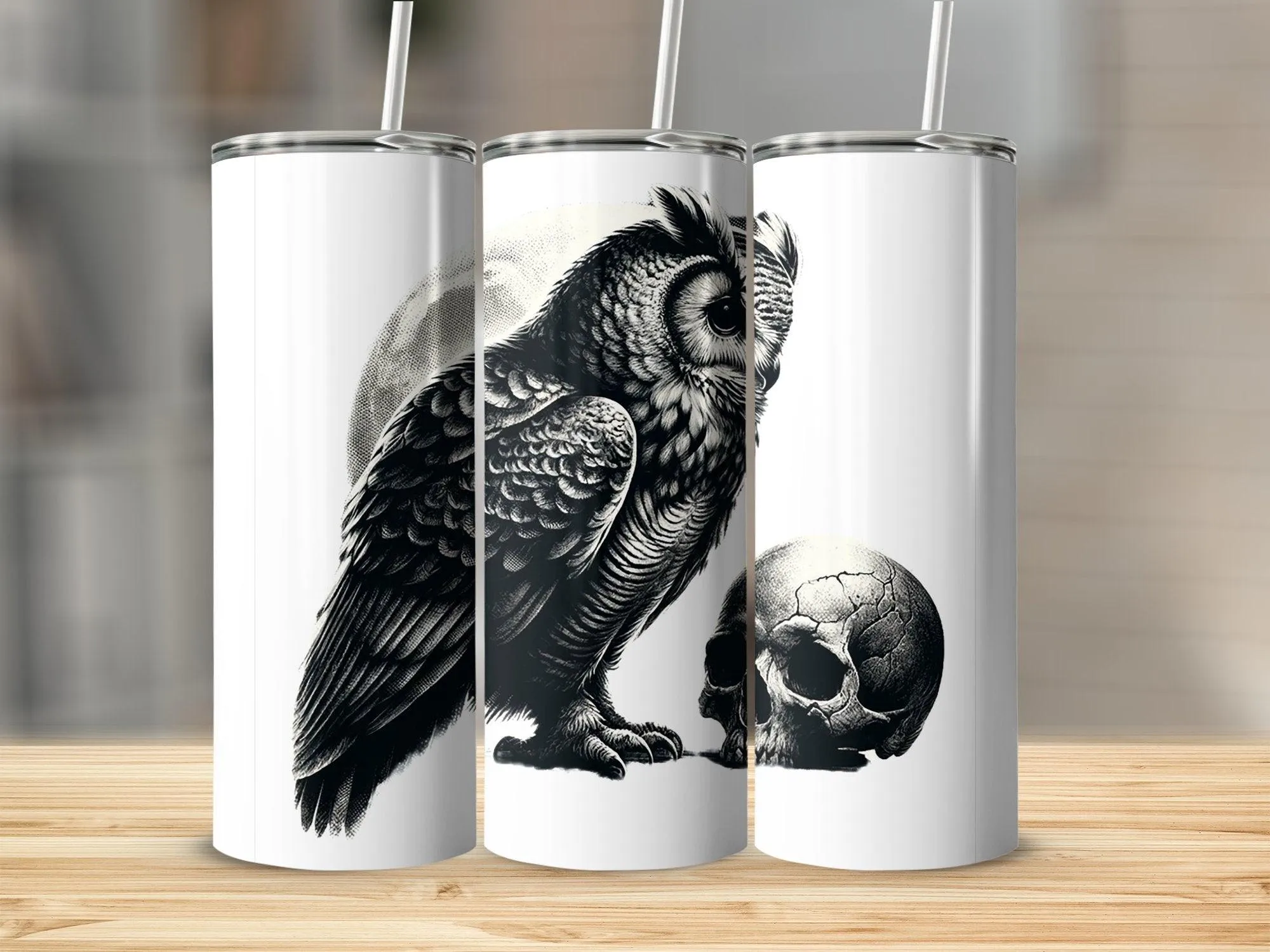 Deadpan Couture 20 oz. Stainless Steel Skinny Tumbler – Gothic Owl Edition