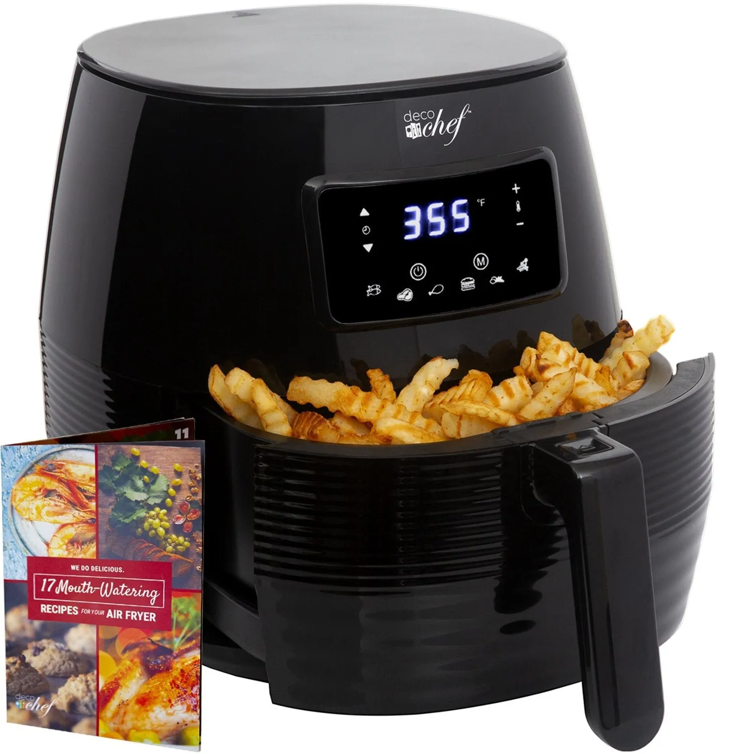 Deco Chef Digital 5.8QT Electric Air Fryer Healthier Cooking Black   6-Pcs Knife Set Black