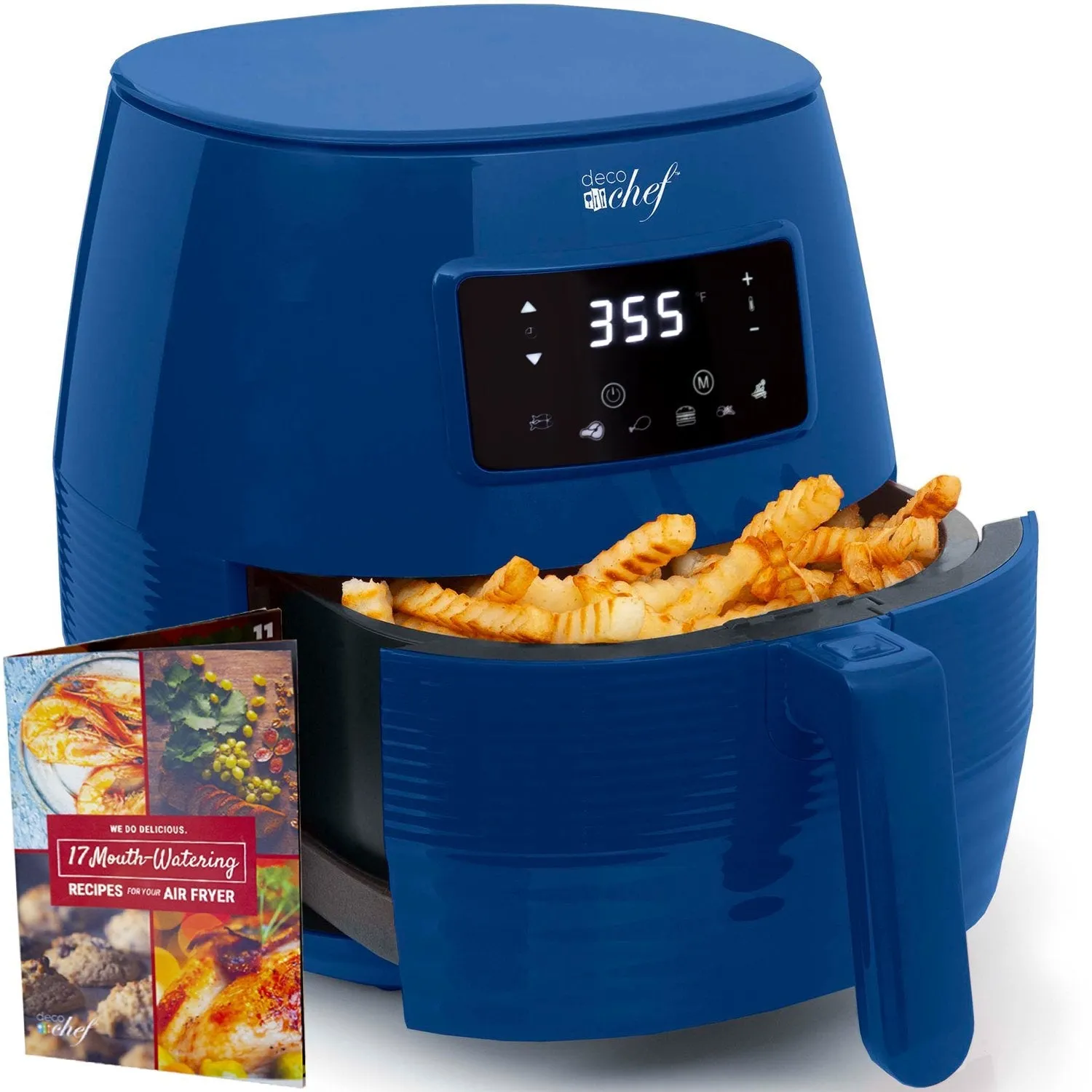 Deco Chef Digital 5.8QT Electric Air Fryer Healthier Cooking Blue   6-Pcs Knife Set Black