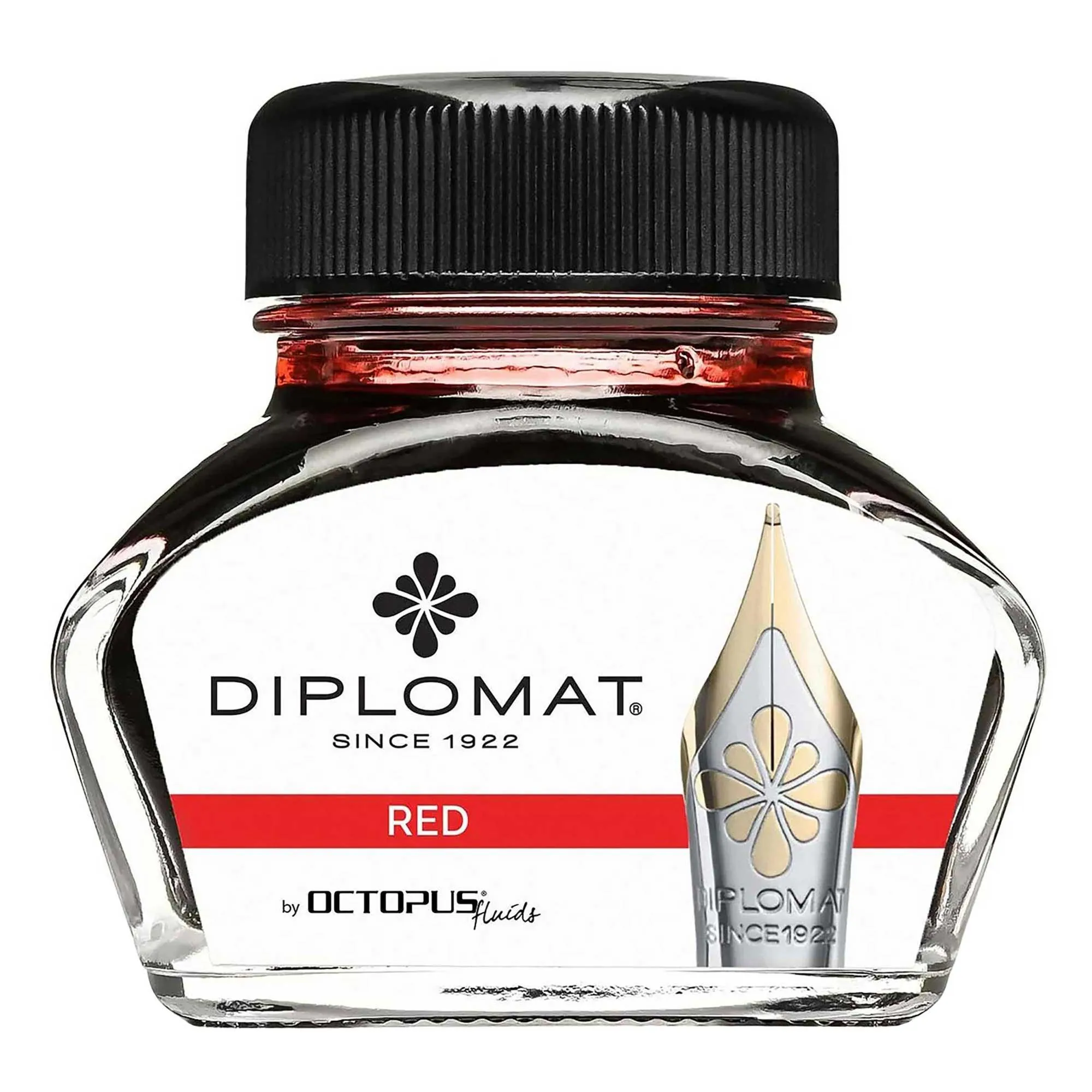 Diplomat Ink Bottle - Octopus Very Smooth for Fountain Pen, Red, 30ml | D41001005