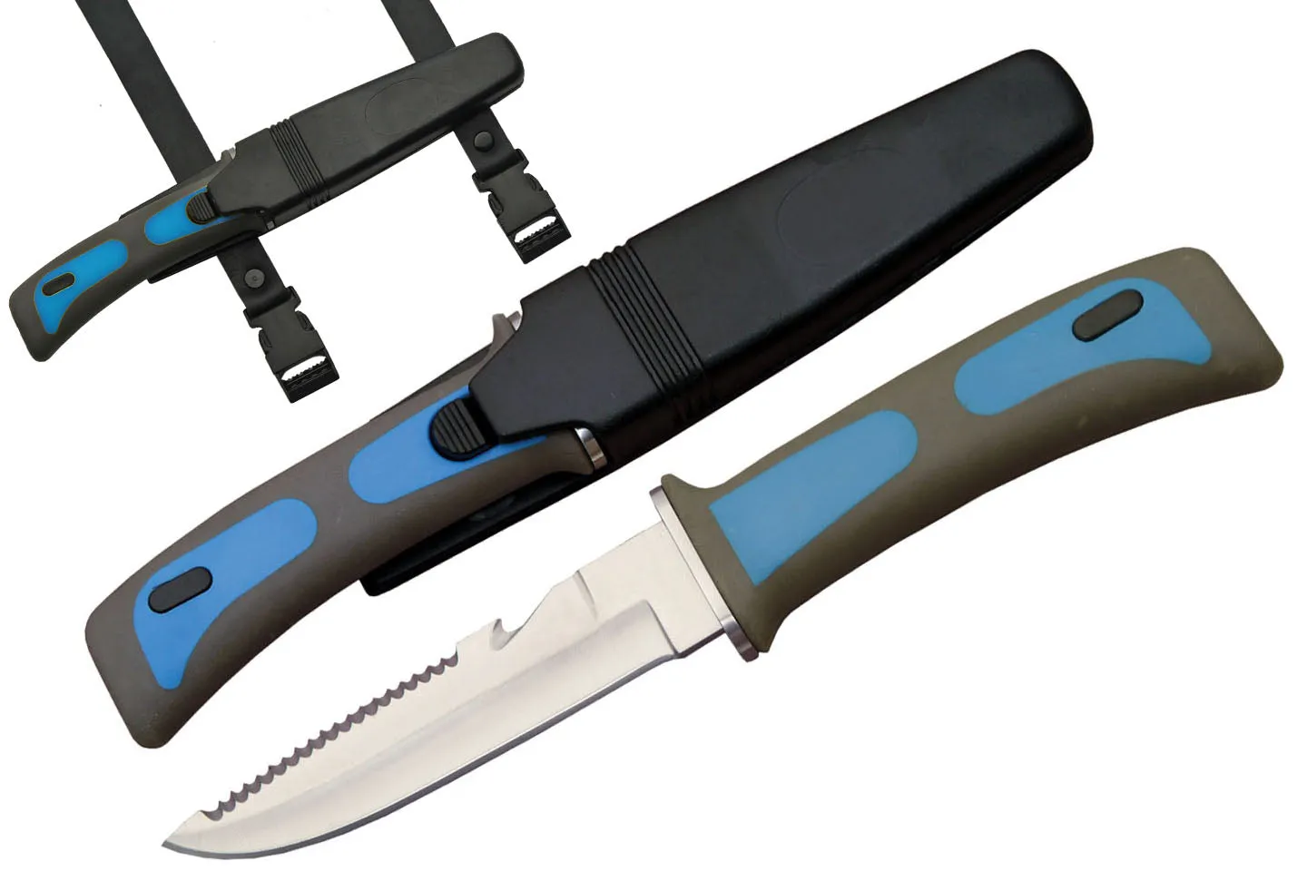 Diving Knife with Extremity Strap - Blue