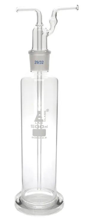 Drecshel's Bottle for Gas Washing, 500ml, Interchangeable Joint Head 29/32, Borosilicate 3.3 Glass - Eisco Labs