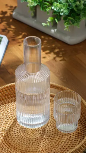 Elle Fluted Bedside Carafe Decanter Glass Set