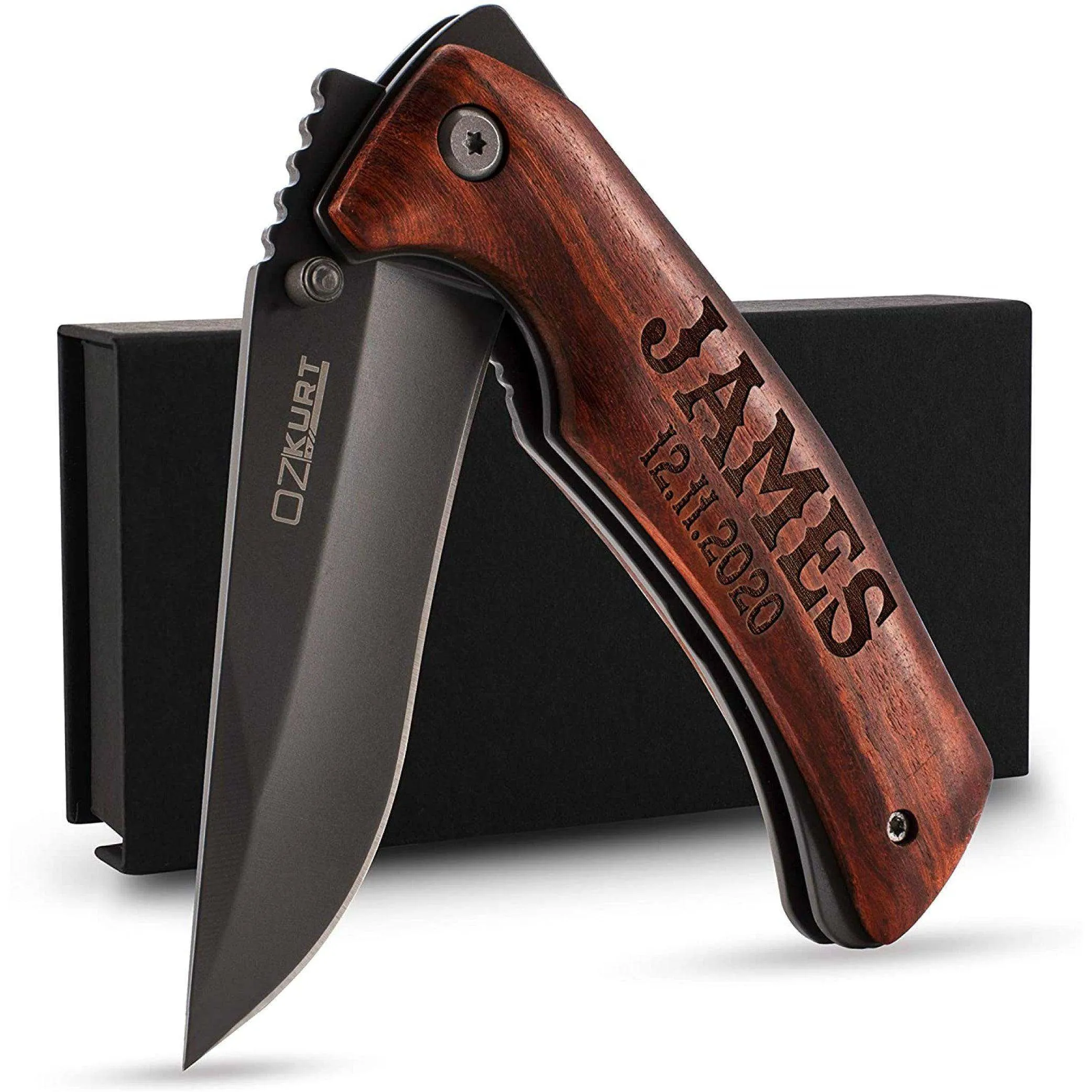 Engraved Wood Pocket Knife