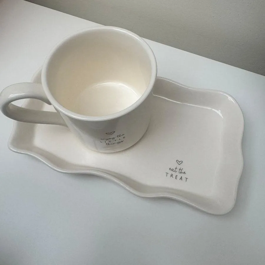 Enjoy the little things Mug & Tray Set | Coffee Cup | Drinkware | Luxury Gifts Ceramic Tumbler