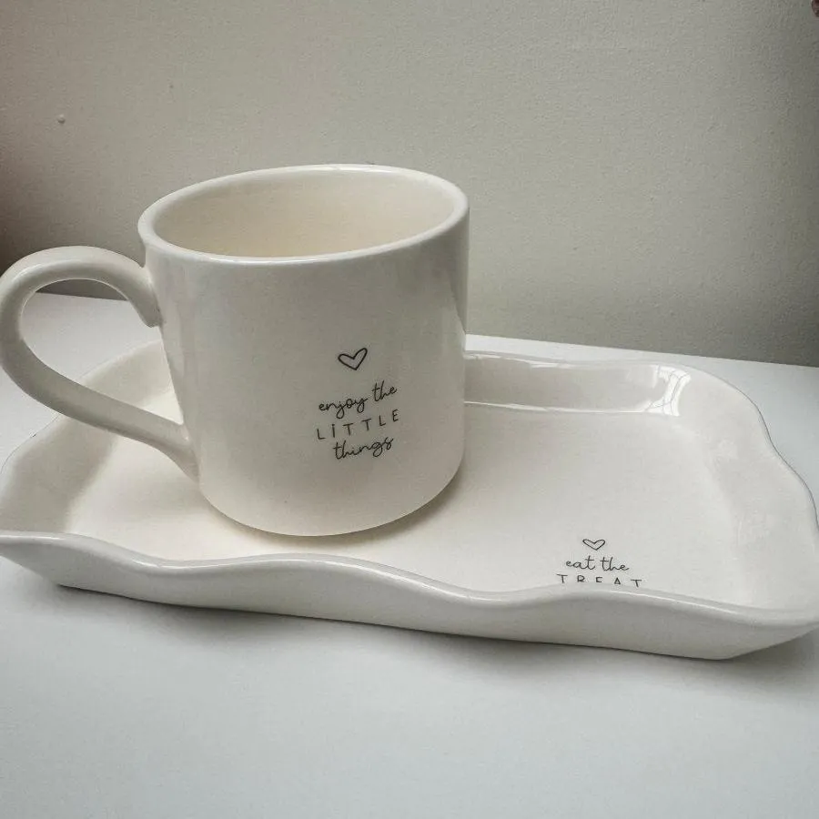 Enjoy the little things Mug & Tray Set | Coffee Cup | Drinkware | Luxury Gifts Ceramic Tumbler