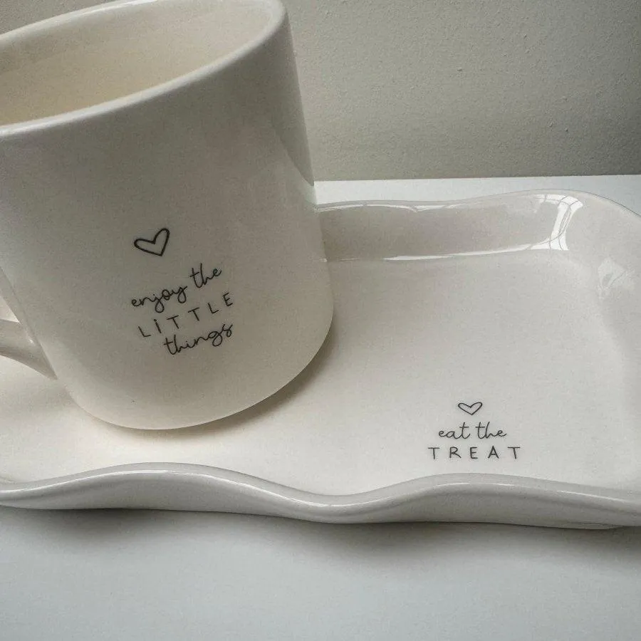 Enjoy the little things Mug & Tray Set | Coffee Cup | Drinkware | Luxury Gifts Ceramic Tumbler